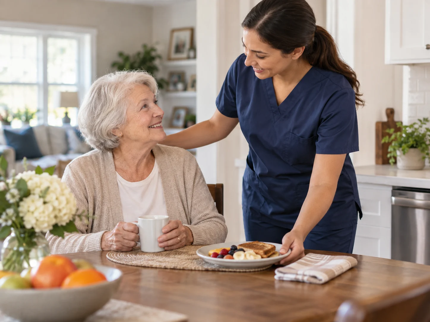 A&D caregiver supporting an older adult at home